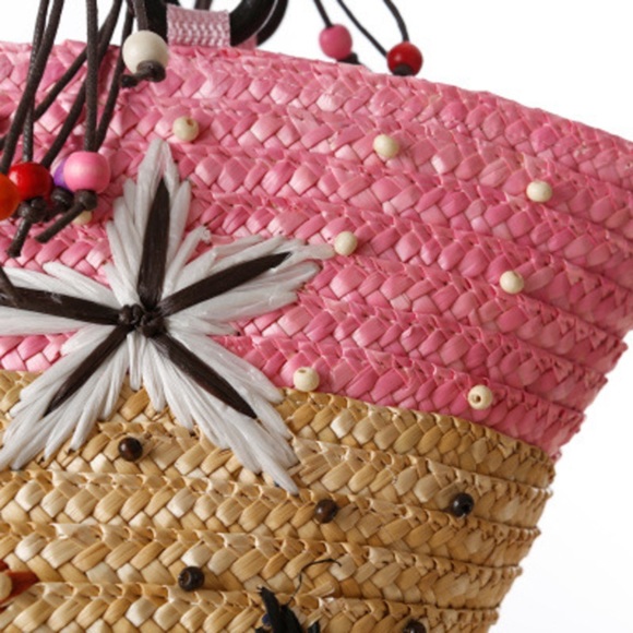 New
starfish raffia beach beaded tote pink Mother’s Day gift - Picture 14 of 14